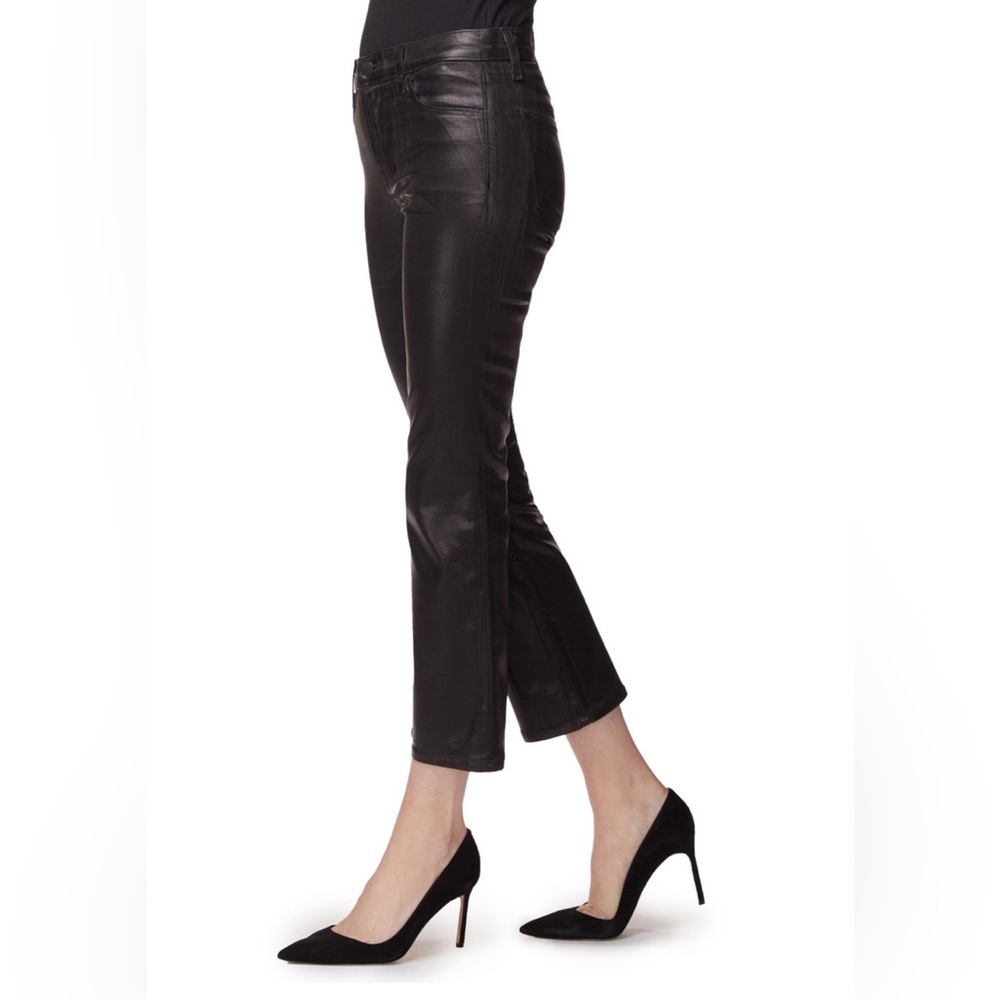 J Brand Coated Galactic Black Selena Mid-Rise Crop Boot Jeans